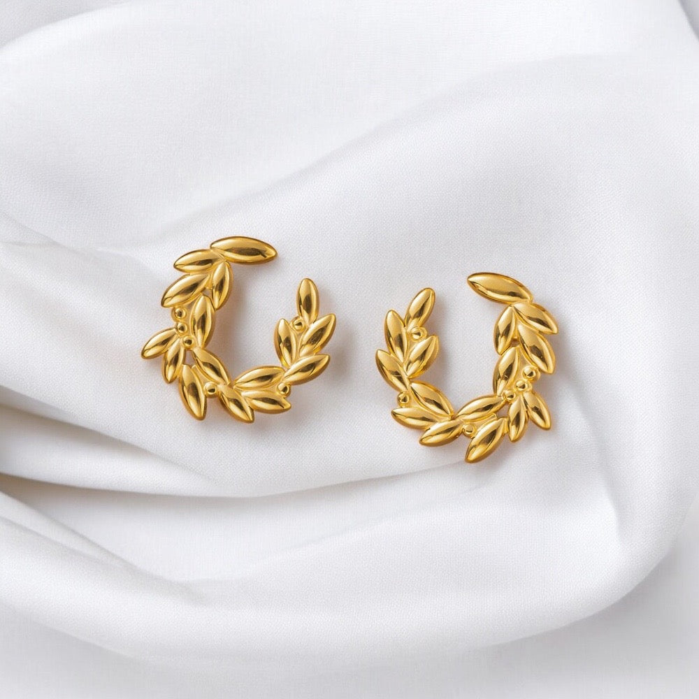 Boucle d'oreille couronne de feuille