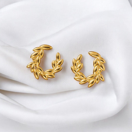 Boucle d'oreille couronne de feuille