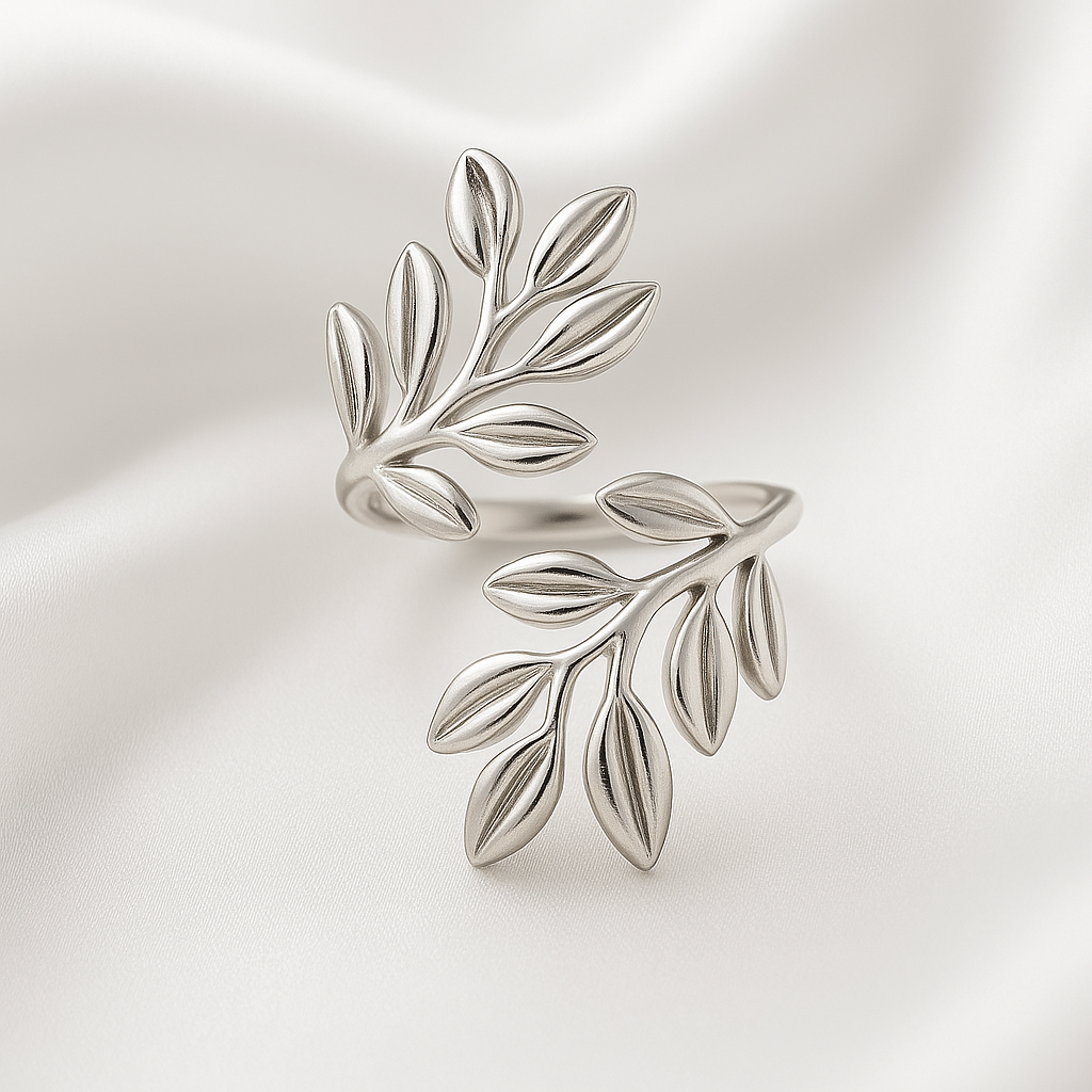 Bague feuille d'argent